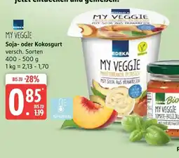 Marktkauf Edeka my veggie soja- oder kokosgurt Angebot