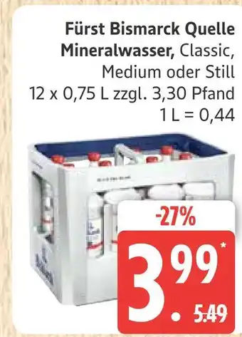 Marktkauf Fürst bismarck quelle mineralwasser classic Angebot