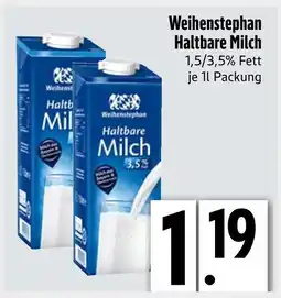 Edeka Weihenstephan haltbare milch 1,5% fett Angebot