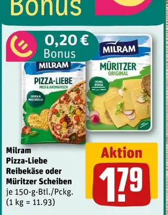 REWE Milram pizza-liebe reibekäse Angebot