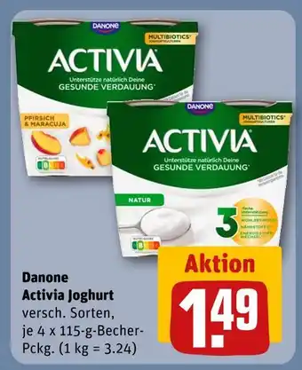 REWE Danone activia joghurt pfirsich & maracuja Angebot