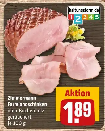 REWE Zimmermann farmlandschinken über buchenholz geräuchert Angebot