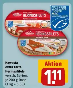 REWE Hawesta extra zarte heringsfilets tomaten-creme Angebot