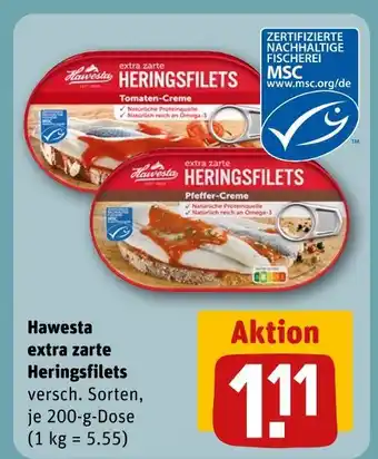 REWE Hawesta extra zarte heringsfilets tomaten-creme Angebot