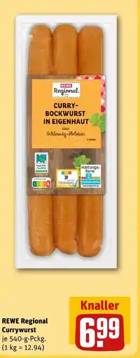 REWE Rewe regional curry-bockwurst in eigenhaut Angebot