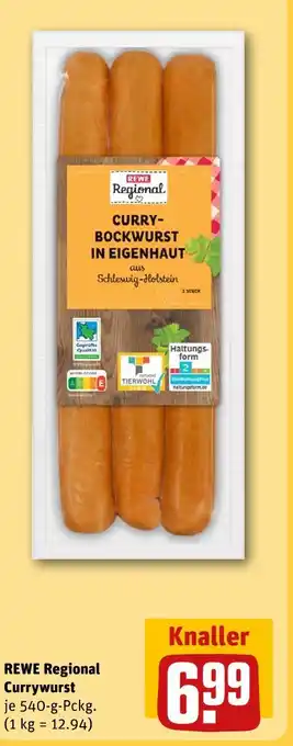 REWE Rewe regional curry-bockwurst in eigenhaut Angebot