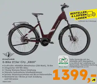 Globus Baumarkt Zündapp e-bike 27,5er city x800 Angebot