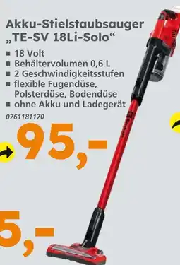 Globus Baumarkt Akku-stielstaubsauger te-sv 18li-solo Angebot