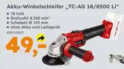 Globus Baumarkt Akku-winkelschleifer tc-ag 18/8500 li Angebot