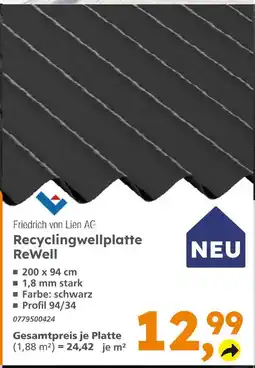 Globus Baumarkt Friedrich von lien ag recyclingwellplatte rewell Angebot