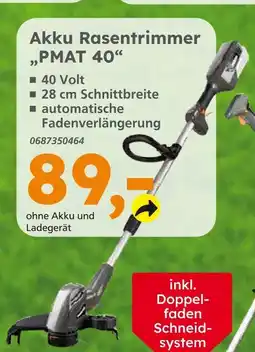 Globus Baumarkt Akku rasentrimmer pmat 40 Angebot