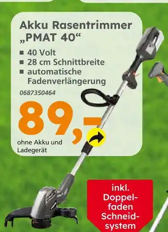 Globus Baumarkt Akku rasentrimmer pmat 40 Angebot