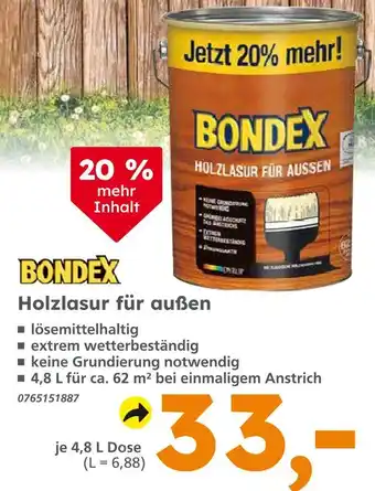 Globus Baumarkt Bondex holzlasur für außen Angebot