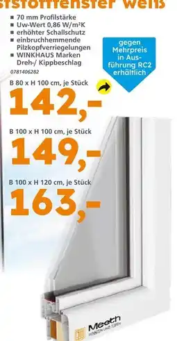 Globus Baumarkt Meeth kunststofffenster weiß b 80 x h 100 cm Angebot