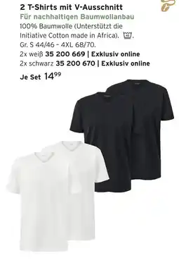 Tchibo 2 t-shirts mit v-ausschnitt, weiß Angebot