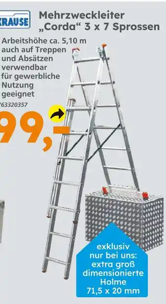 Globus Baumarkt Krause mehrzweckleiter 'corda' 3 x 7 sprossen Angebot