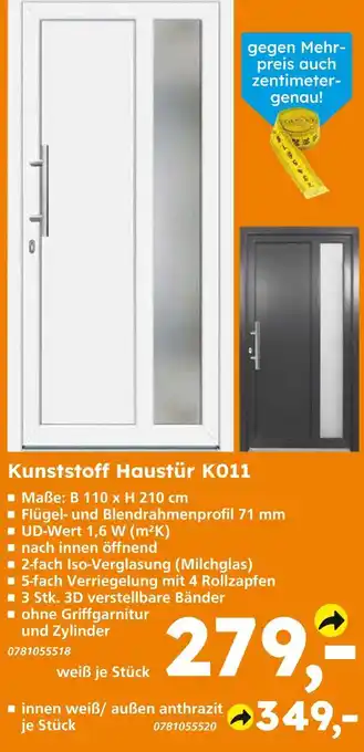 Globus Baumarkt Kunststoff haustür k011 weiß Angebot