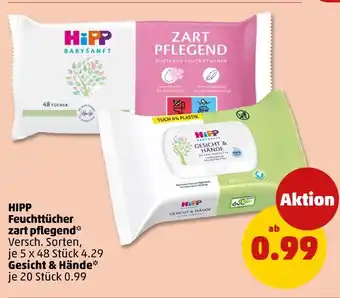 PENNY Hipp feuchttücher zart pflegend oder gesicht & hände Angebot