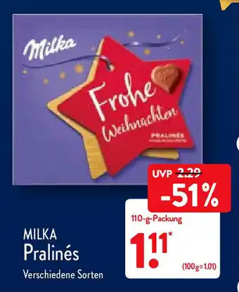 Aldi Nord Milka Pralinés 110g Angebot