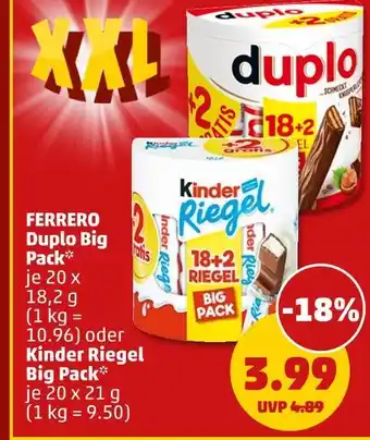 PENNY Ferrero duplo big pack oder kinder riegel big pack Angebot