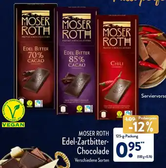 Aldi Nord Moser Roth Edel Zartbitter Chocolade 125g Angebot