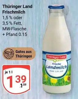 Globus Thüringer land frischmilch 1,5 % fett Angebot
