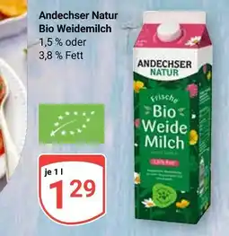 Globus Andechser natur bio weidemilch 1,5 % fett Angebot