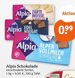 tegut Alpia zarte weiße schokolade Angebot
