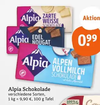 tegut Alpia zarte weiße schokolade Angebot
