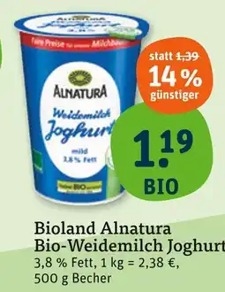 tegut Alnatura bio-weidemilch joghurt Angebot