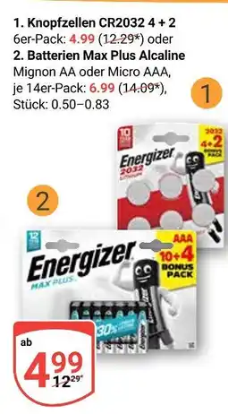Globus Energizer knopfzellen cr2032 4 + 2 Angebot