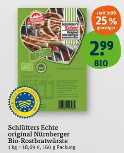 tegut Schlütter's echte original nürnberger bio-rostbratwürste Angebot