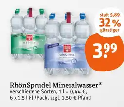 tegut Rhönsprudel mineralwasser original Angebot