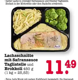 E-Center Lachsschnitte mit safransauce tagliatelle und brokkoli Angebot