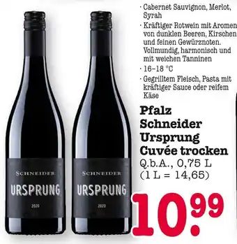 E-Center Schneider pfalz schneider ursprung cuvée trocken Angebot
