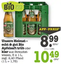 E-Center Unsere heimat – echt & gut bio apfelsaft trüb Angebot