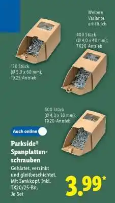 Lidl PARKSIDE Spanplattenschrauben Angebot