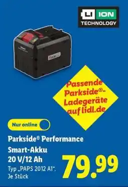 Lidl Parkside Performance Smart-Akku 20 V/12 Ah Angebot