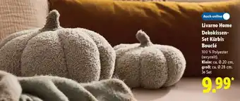 Lidl Livarno Home Dekokissen-Set Kürbis Bouclé Angebot