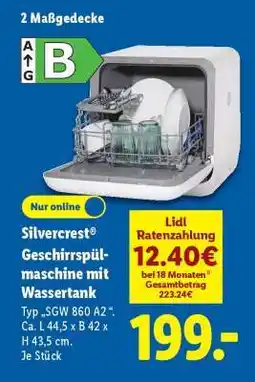 Lidl Silvercrest Geschirrspülmaschine mit Wassertank Angebot