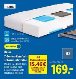 Lidl BeCo 7-Zonen-Komfortschaum-Matratze Angebot