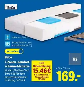 Lidl BeCo 7-Zonen-Komfortschaum-Matratze Angebot