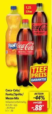 Lidl Coca-Cola / Fanta / Sprite / Mezzo Mix Angebot