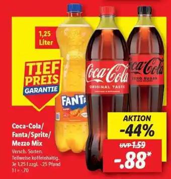 Lidl Coca-Cola / Fanta / Sprite / Mezzo Mix Angebot