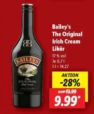 Lidl Bailey’s The Original Irish Cream Likör Angebot