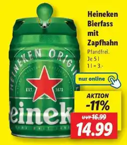 Lidl Heineken Bierfass mit Zapfhahn Angebot