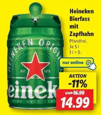 Lidl Heineken Bierfass mit Zapfhahn Angebot