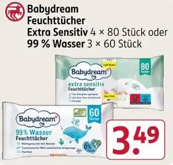 Rossmann Babydream Feuchttücher extra sensitiv oder 99% Wasser Angebot