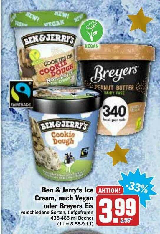 Ben & Jerry's Ice Cream, Auch Vegan Oder Breyers Eis Angebot bei Hit