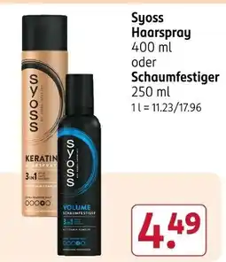 Rossmann Syoss Haarspray oder Schaumfestiger Angebot
